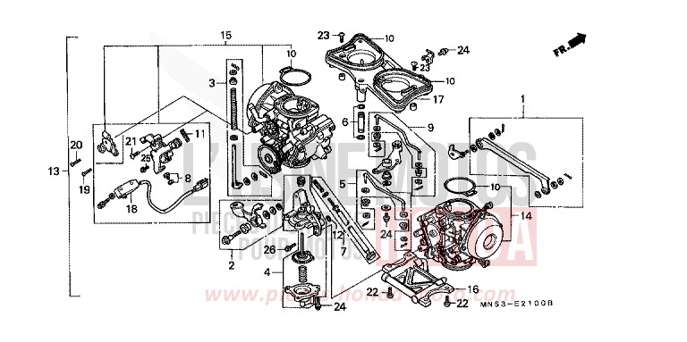 CARBURETOR (ASSY.) for Gold Wing SUN FLASH GOLD METALLIC (YR126N) from 1988